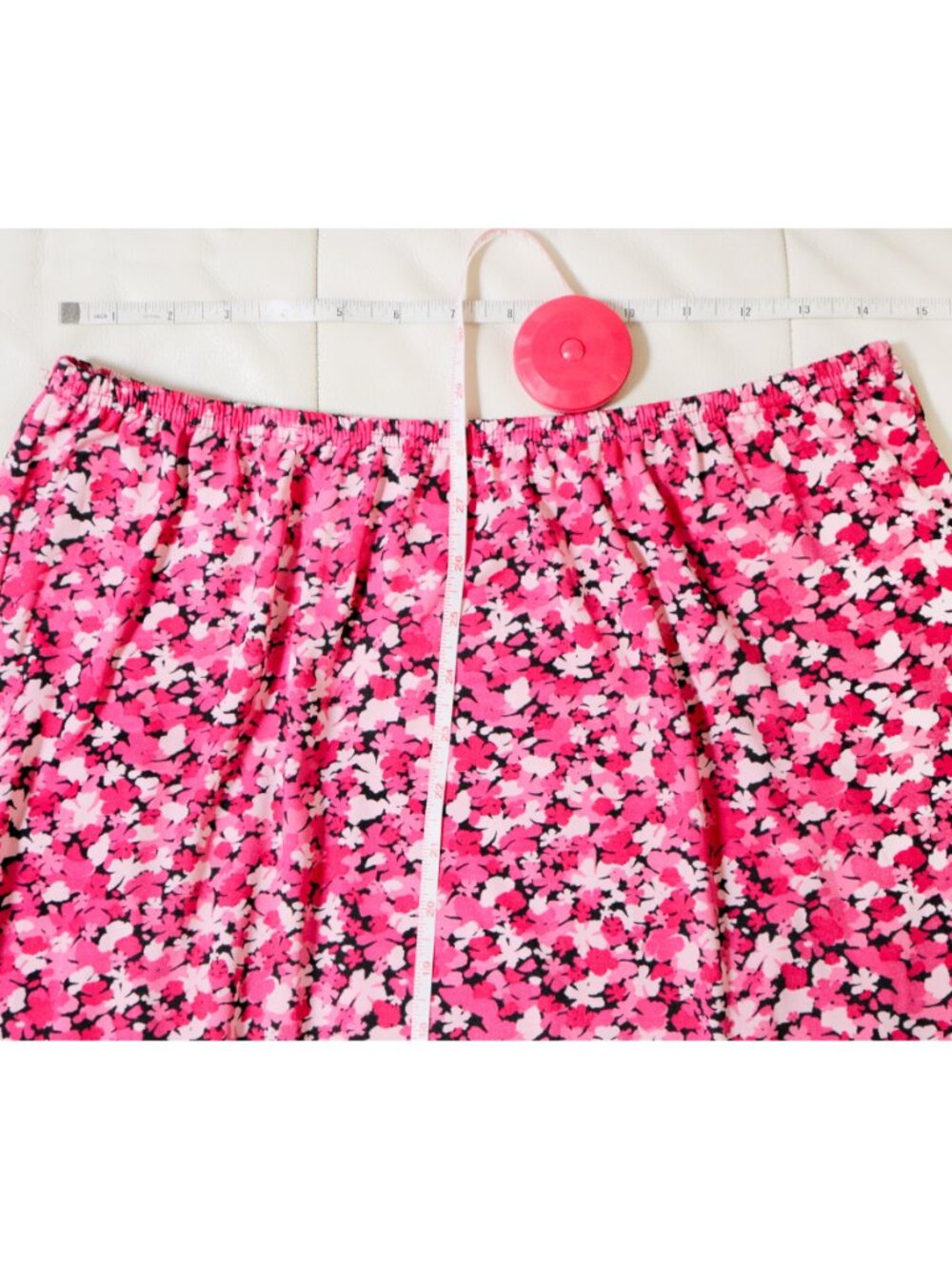 Vintage 90s Long Hot Pink & Black Ruffled Hem Floral Skirt, Y2K Girly Mall Rat - Picture 5 of 5